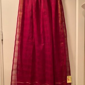 NWT ❤️ red w gold border pure cotton wrap shawl stole long scarf FabIndia style